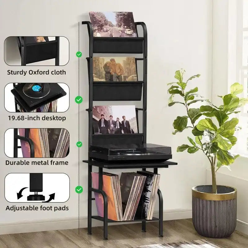 Tall Record Player Stand - 19.68 x 15.35 x 56.69 inches