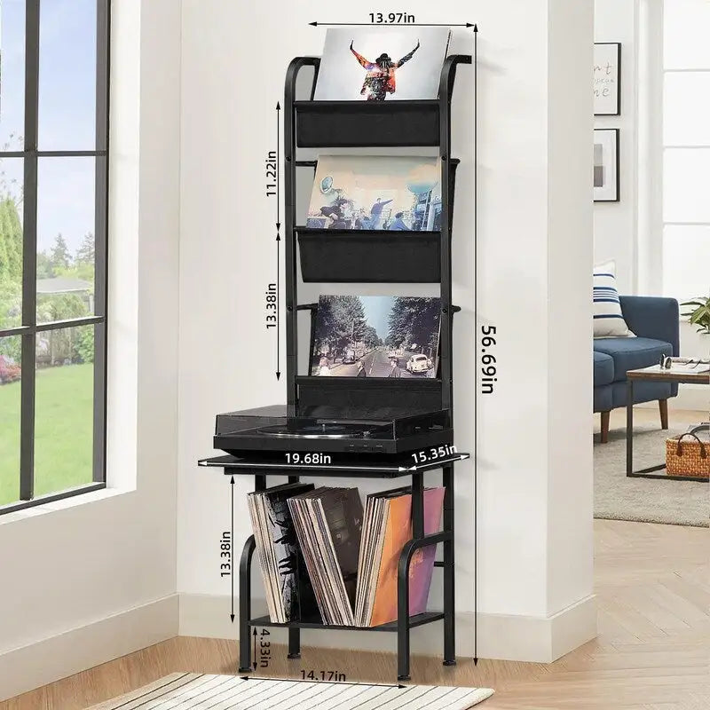 Tall Record Player Stand - 19.68 x 15.35 x 56.69 inches
