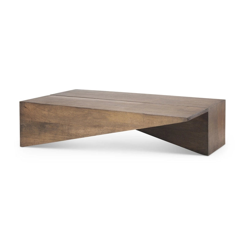 West Medium Brown Solid Wood Angular Coffee Table - 58.5L x 19W x 19H