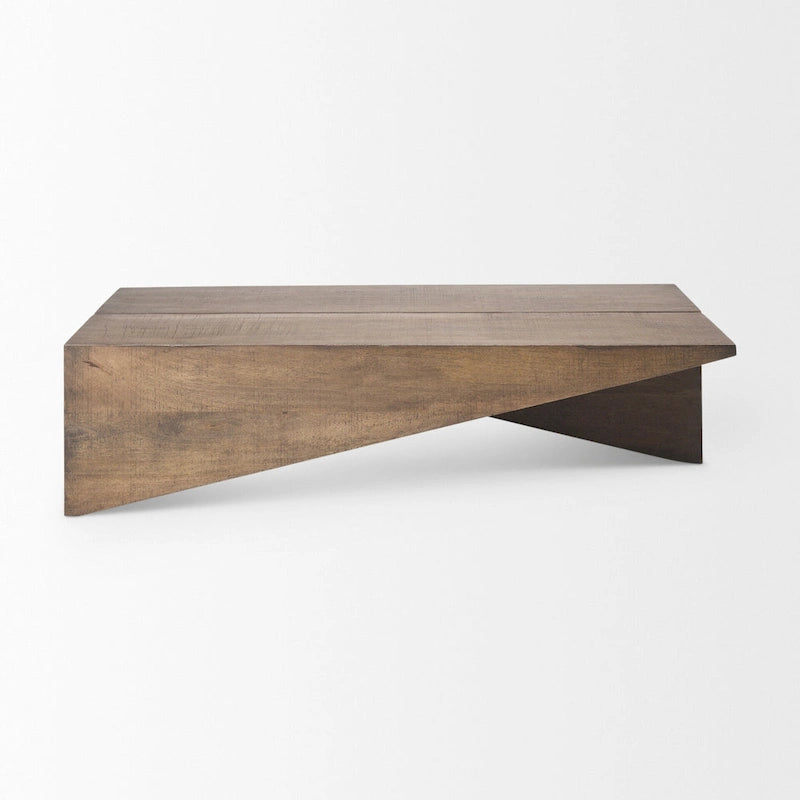 West Medium Brown Solid Wood Angular Coffee Table - 58.5L x 19W x 19H