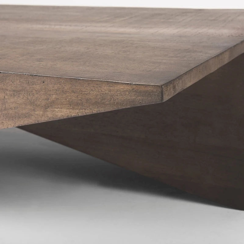 West Medium Brown Solid Wood Angular Coffee Table - 58.5L x 19W x 19H