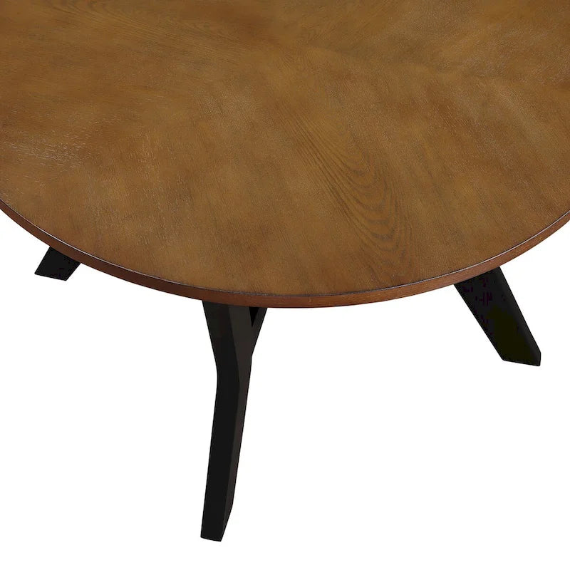 Mid Century Farmhouse 32inch Wood Round Coffee Table for Living Room