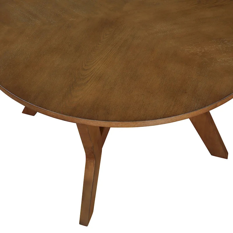 Mid Century Farmhouse 32inch Wood Round Coffee Table for Living Room