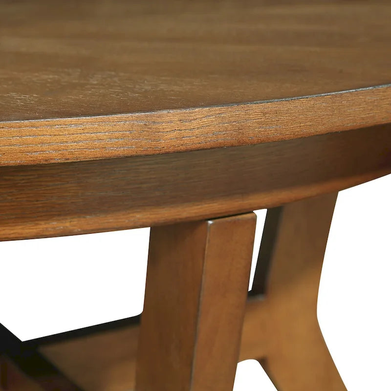 Mid Century Farmhouse 32inch Wood Round Coffee Table for Living Room