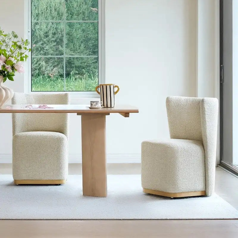 Brian Modern Dining Chairs with Casters&Wood Base Set of 2