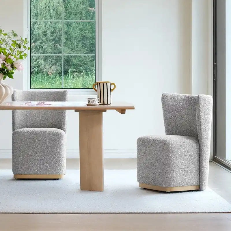 Brian Modern Dining Chairs with Casters&Wood Base Set of 2