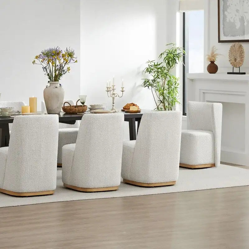 Brian Modern Dining Chairs with Casters&Wood Base Set of 2