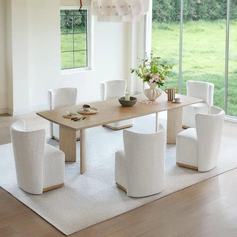 Brian Modern Dining Chairs with Casters&Wood Base Set of 2
