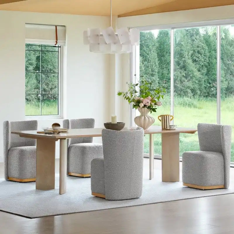 Brian Modern Dining Chairs with Casters&Wood Base Set of 2