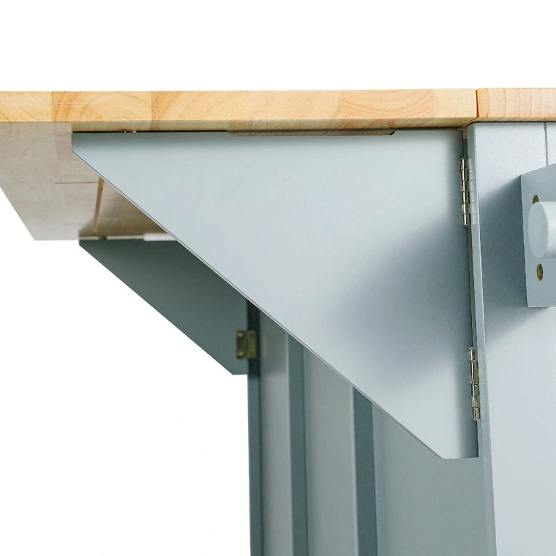 Kitchen Island on 5 Wheels with Storage Cabinet and 3 Drawers