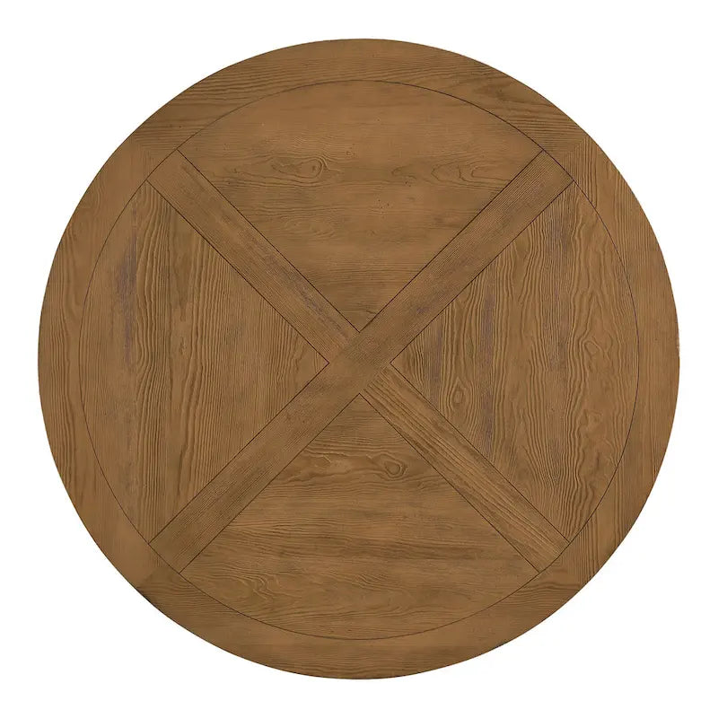 Benchwright Rustic X-base Round Pine Wood Rolled Back 7-piece Dining Set by iNSPIRE Q Artisan