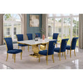 Best Quality Furniture D321-SC324-7 Dining Set with 78 White Marble Top