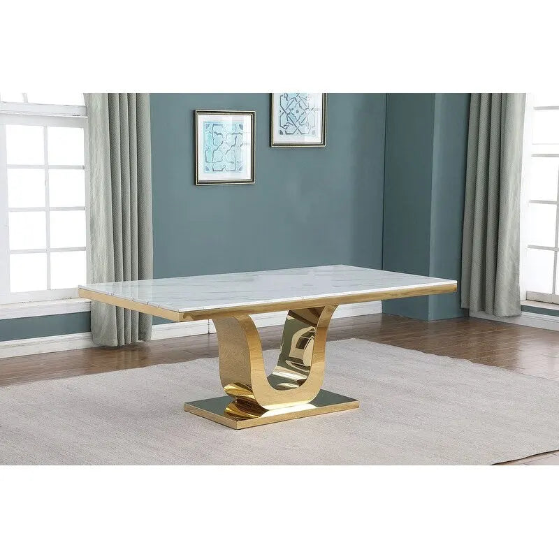 Best Quality Furniture D321-SC324-7 Dining Set with 78 White Marble Top
