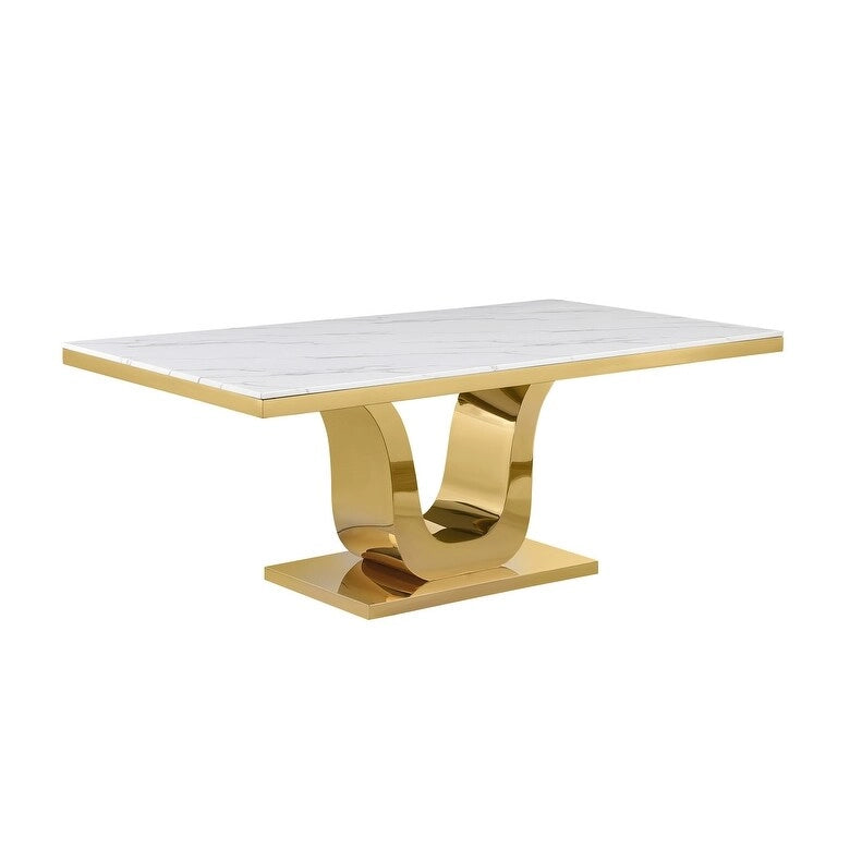 Best Quality Furniture D321-SC324-7 Dining Set with 78 White Marble Top