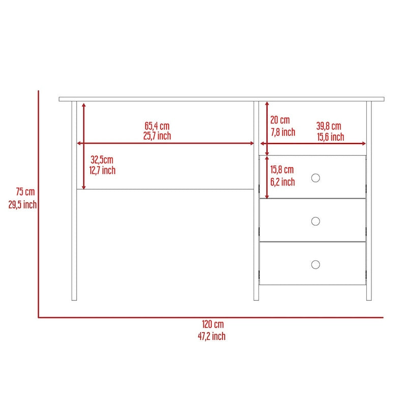 Writing Computer Desk,Three Drawers,One Shelf,Computer Table for Living Room Bedroom