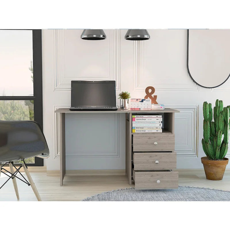 Writing Computer Desk,Three Drawers,One Shelf,Computer Table for Living Room Bedroom