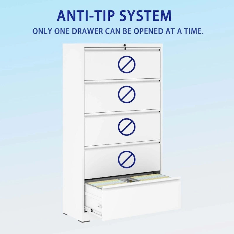 5 Drawer Lateral File Cabinet with Lock, for Legal/Letter/A4/F4 Size