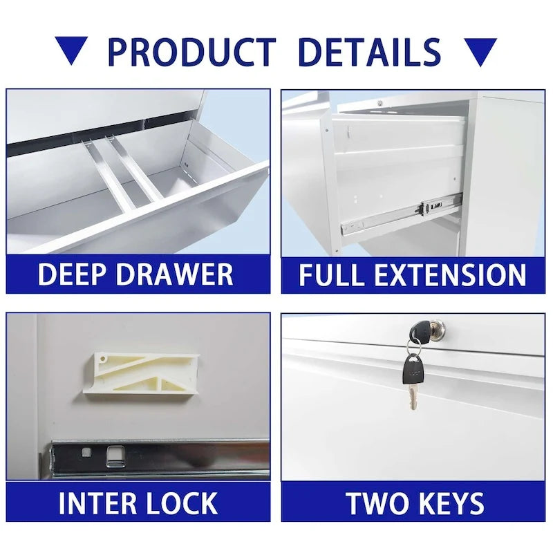 5 Drawer Lateral File Cabinet with Lock, for Legal/Letter/A4/F4 Size