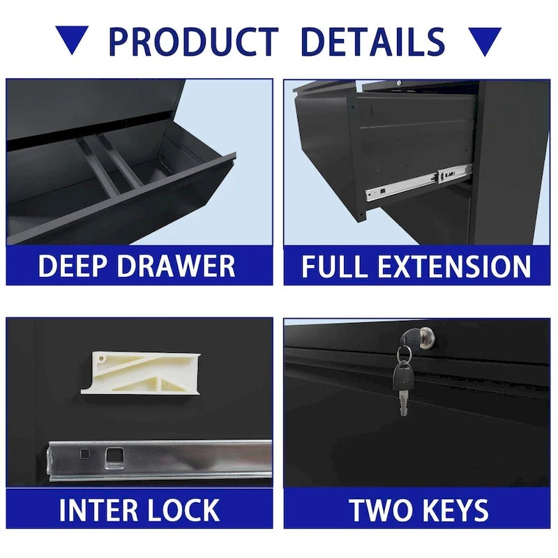 5 Drawer Lateral File Cabinet with Lock, for Legal/Letter/A4/F4 Size