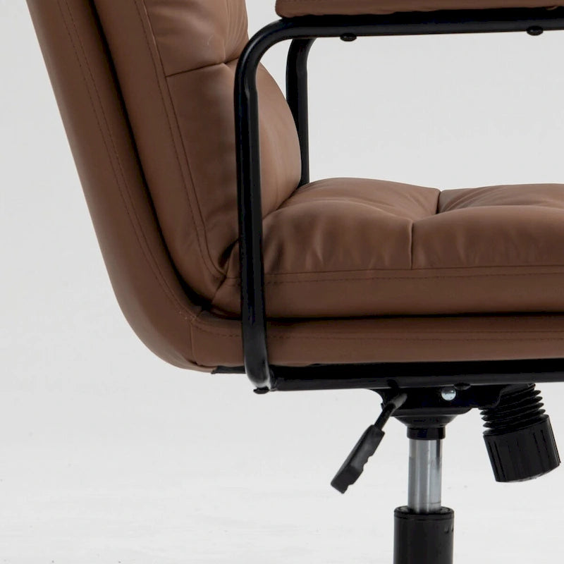 Office Chair,Mid Back Home Office Desk Task Chair with Wheels and Arms Ergonomic PU Leather Computer Rolling Swivel Chair