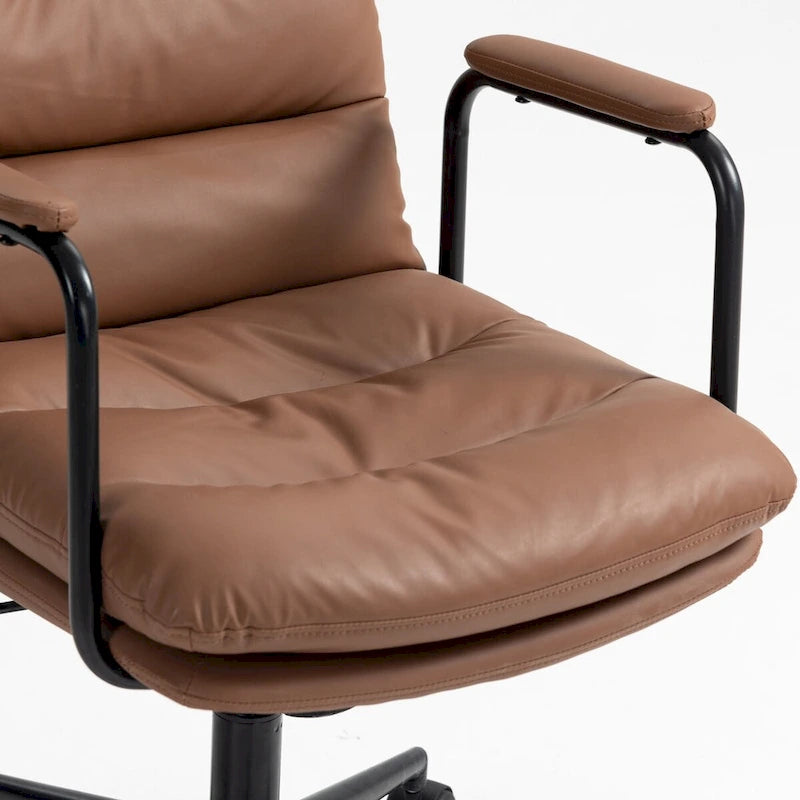 Office Chair,Mid Back Home Office Desk Task Chair with Wheels and Arms Ergonomic PU Leather Computer Rolling Swivel Chair