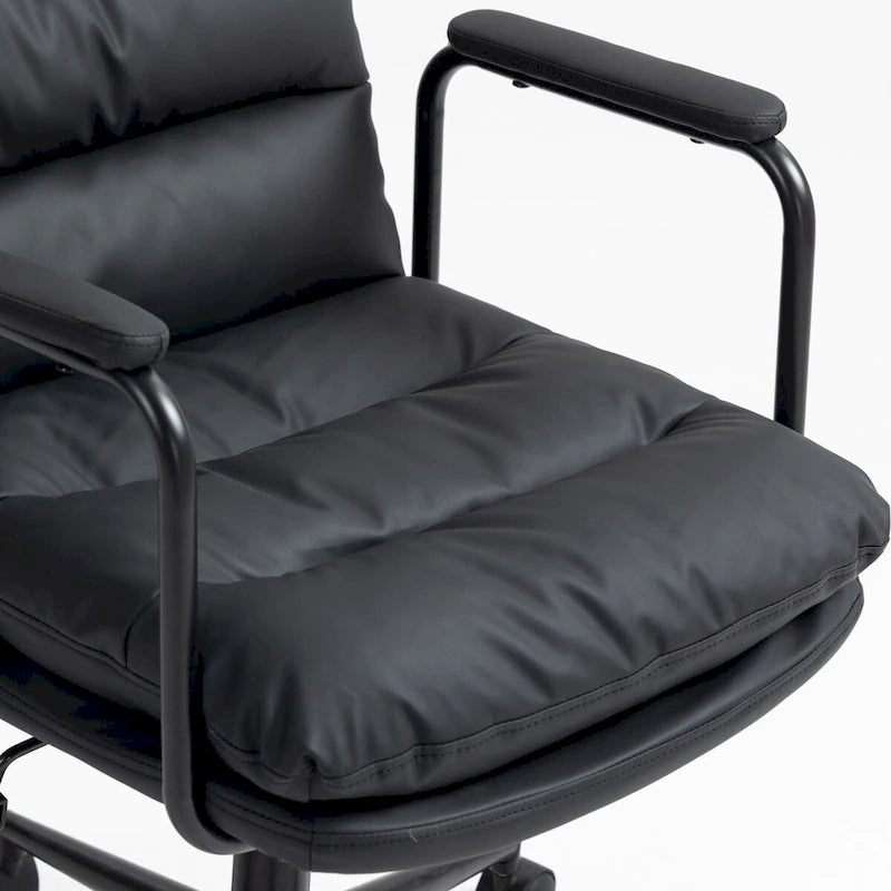 Office Chair,Mid Back Home Office Desk Task Chair with Wheels and Arms Ergonomic PU Leather Computer Rolling Swivel Chair