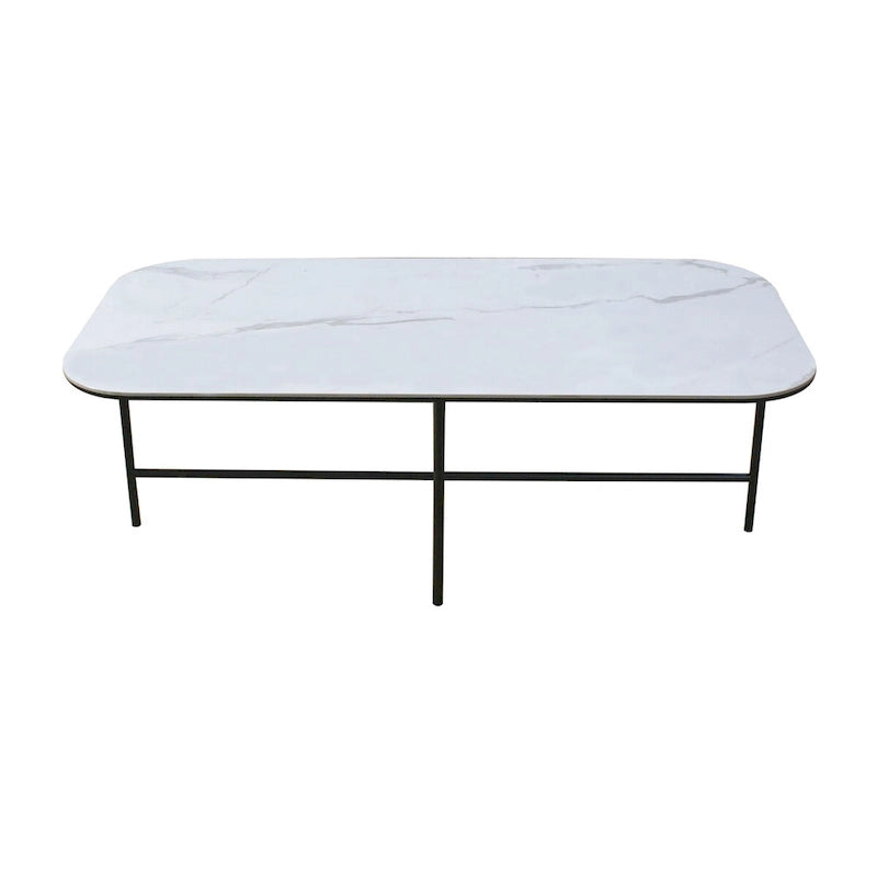 Lotus 3 Pieces White Ceramic Top Coffee Table Set - 15.75*47*23 inches