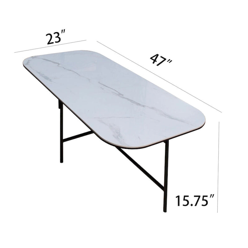 Lotus 3 Pieces White Ceramic Top Coffee Table Set - 15.75*47*23 inches