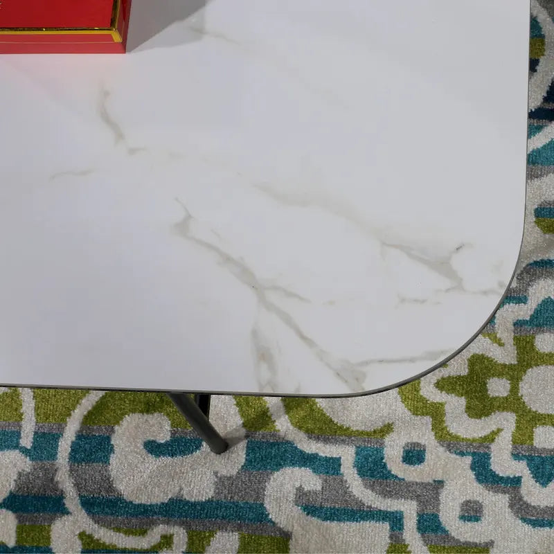 Lotus 3 Pieces White Ceramic Top Coffee Table Set - 15.75*47*23 inches