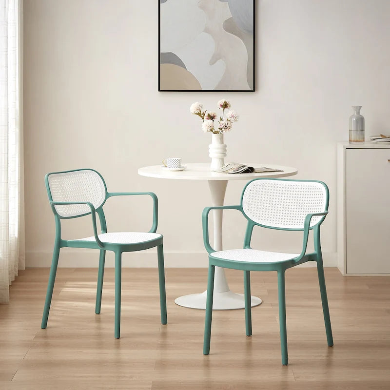 Art Leon Set of 2 Modern Stackable Indoor or Outdoor Dining Chair