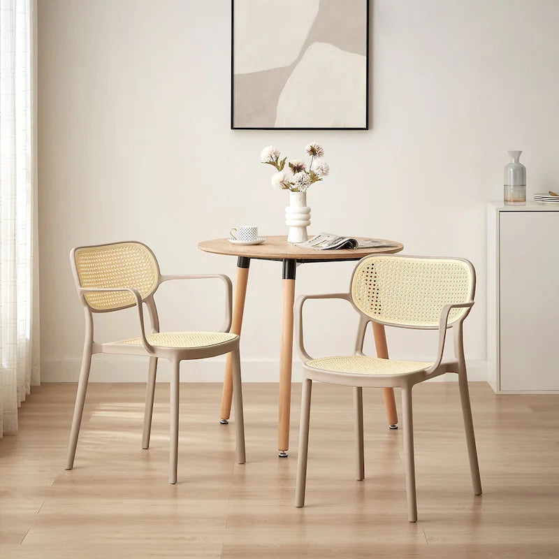 Art Leon Set of 2 Modern Stackable Indoor or Outdoor Dining Chair