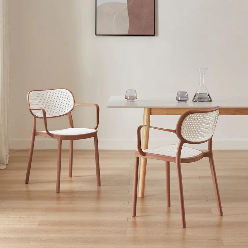 Art Leon Set of 2 Modern Stackable Indoor or Outdoor Dining Chair