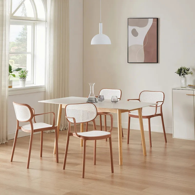Art Leon Set of 2 Modern Stackable Indoor or Outdoor Dining Chair