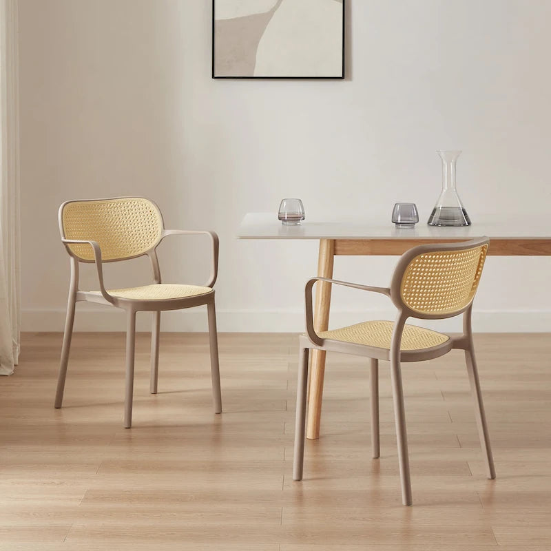 Art Leon Set of 2 Modern Stackable Indoor or Outdoor Dining Chair