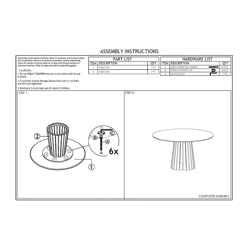Cid Xeu 54 Inch Dining Table, Round Walnut Veneer, Slatted Pedestal Base