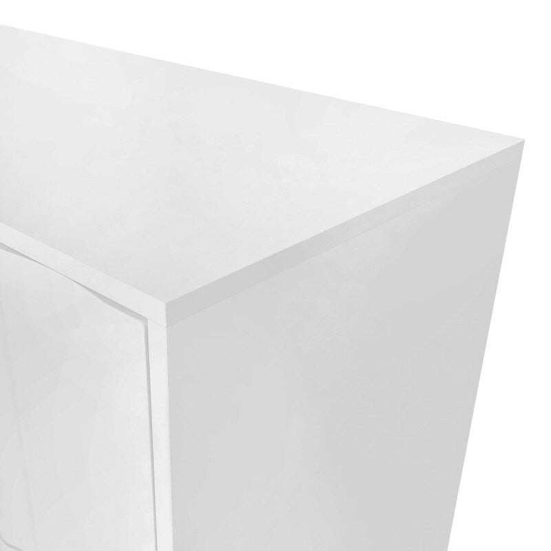 Wave Pattern Storage Cabinet with 2 Doors and 2 Drawers, Adjustable, Suitable for Study,Entrance and Living Room