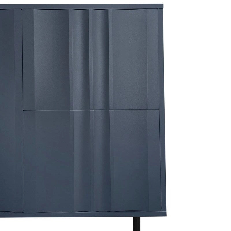 Wave Pattern Storage Cabinet with 2 Doors and 2 Drawers, Adjustable, Suitable for Study,Entrance and Living Room