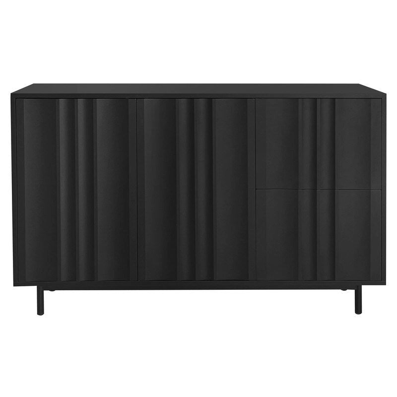 Wave Pattern Storage Cabinet with 2 Doors and 2 Drawers, Adjustable, Suitable for Study,Entrance and Living Room