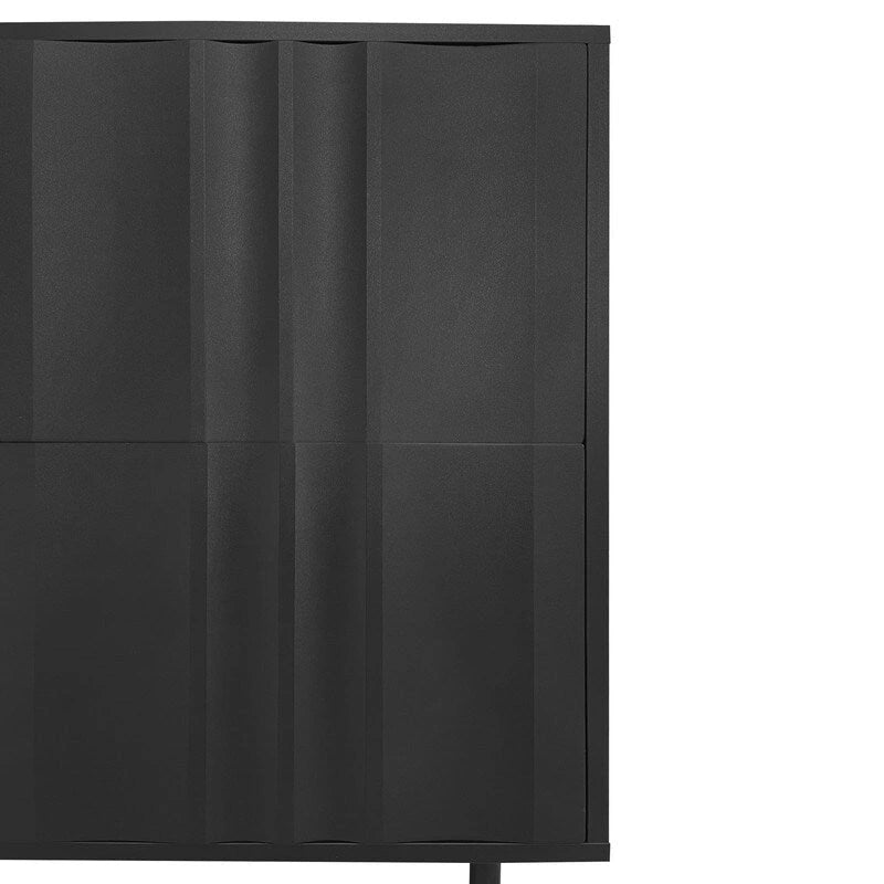 Wave Pattern Storage Cabinet with 2 Doors and 2 Drawers, Adjustable, Suitable for Study,Entrance and Living Room