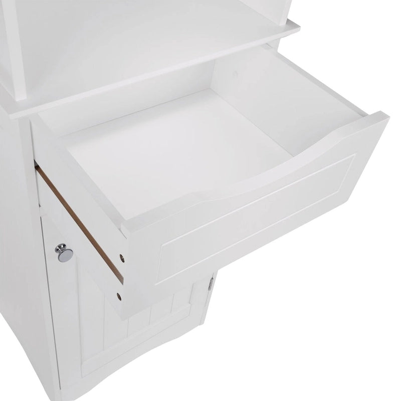 RiverRidge Ashland Tall Bathroom Storage Linen Cabinet and Organizer with Drawer and Shelves