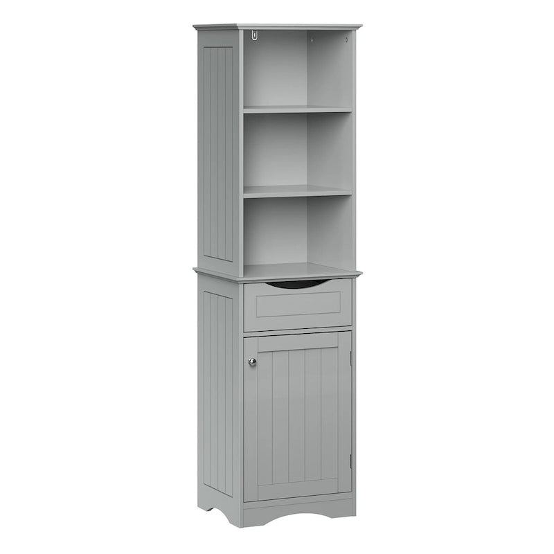 RiverRidge Ashland Tall Bathroom Storage Linen Cabinet and Organizer with Drawer and Shelves