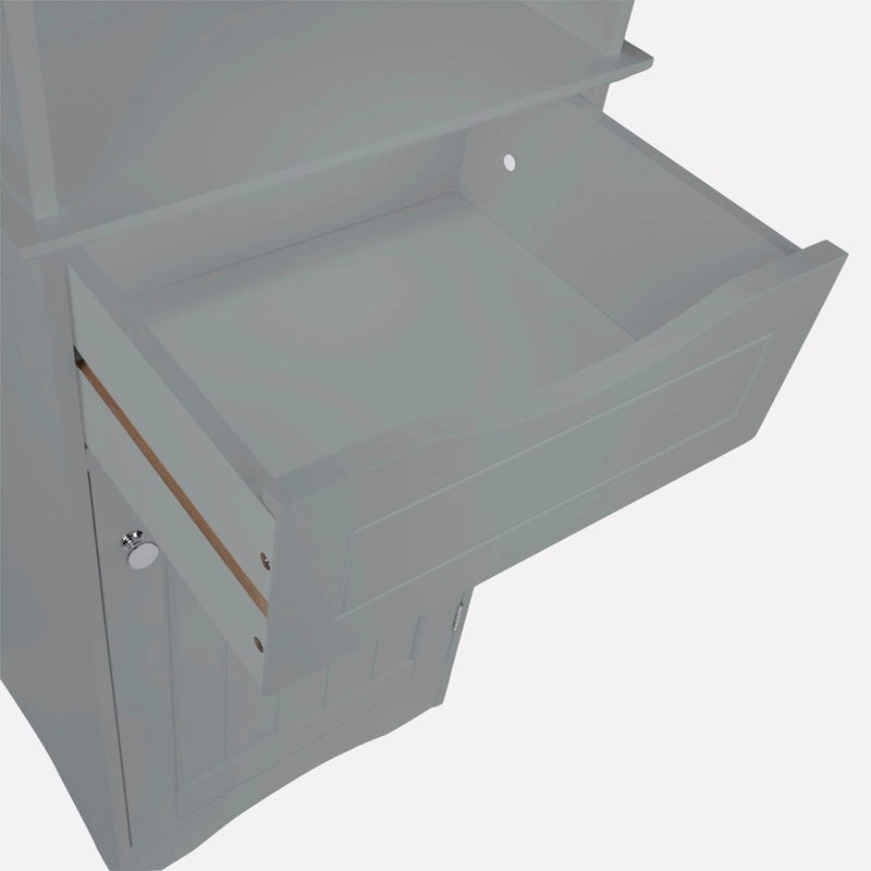 RiverRidge Ashland Tall Bathroom Storage Linen Cabinet and Organizer with Drawer and Shelves