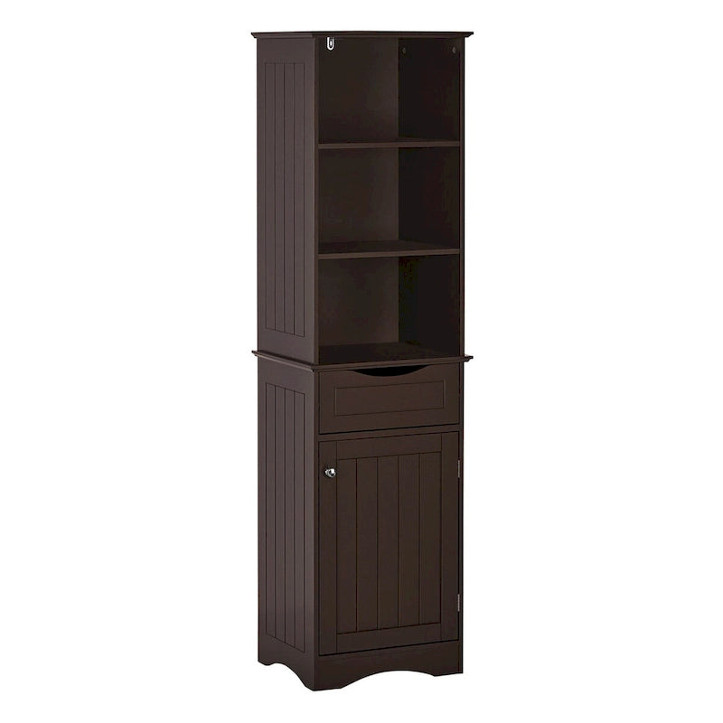 RiverRidge Ashland Tall Bathroom Storage Linen Cabinet and Organizer with Drawer and Shelves