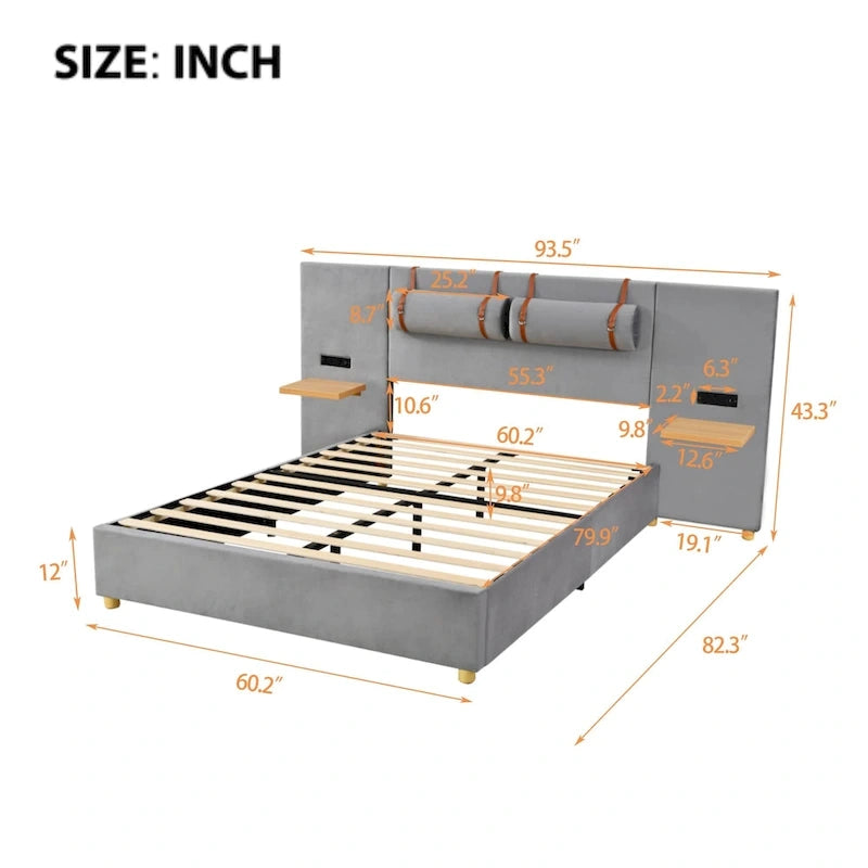 Queen Upholstered Platform Bed