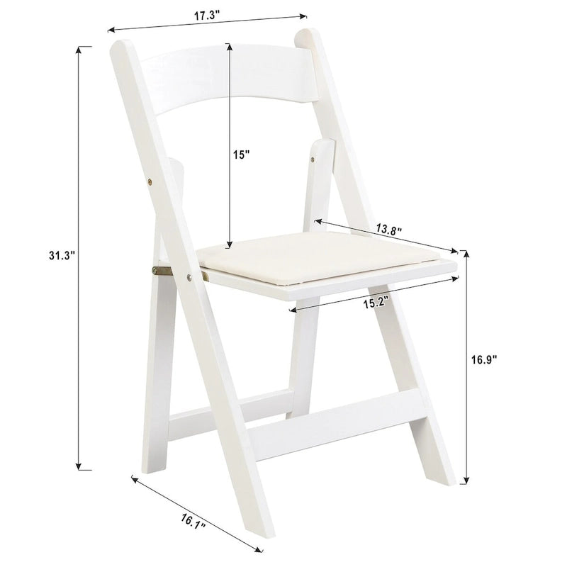Upholstered Folding Chair,Space Saving, Easy To Carry, ,4PCS,Beige cushion/white shelf,Dining room