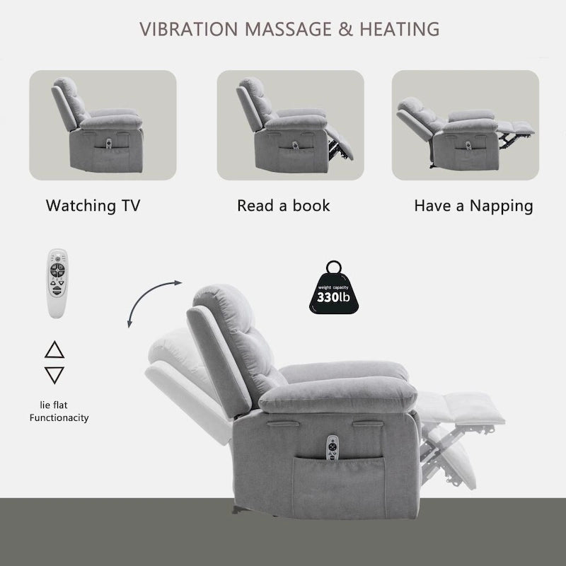 Power Recliner Chair with Adjustable Massage Function