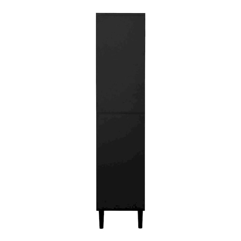 Tall Storage Show Cabinet with 2 Glass Display Door & 2 Doors, Modern Cabinet Freestanding for Bathroom, Dining Living Room
