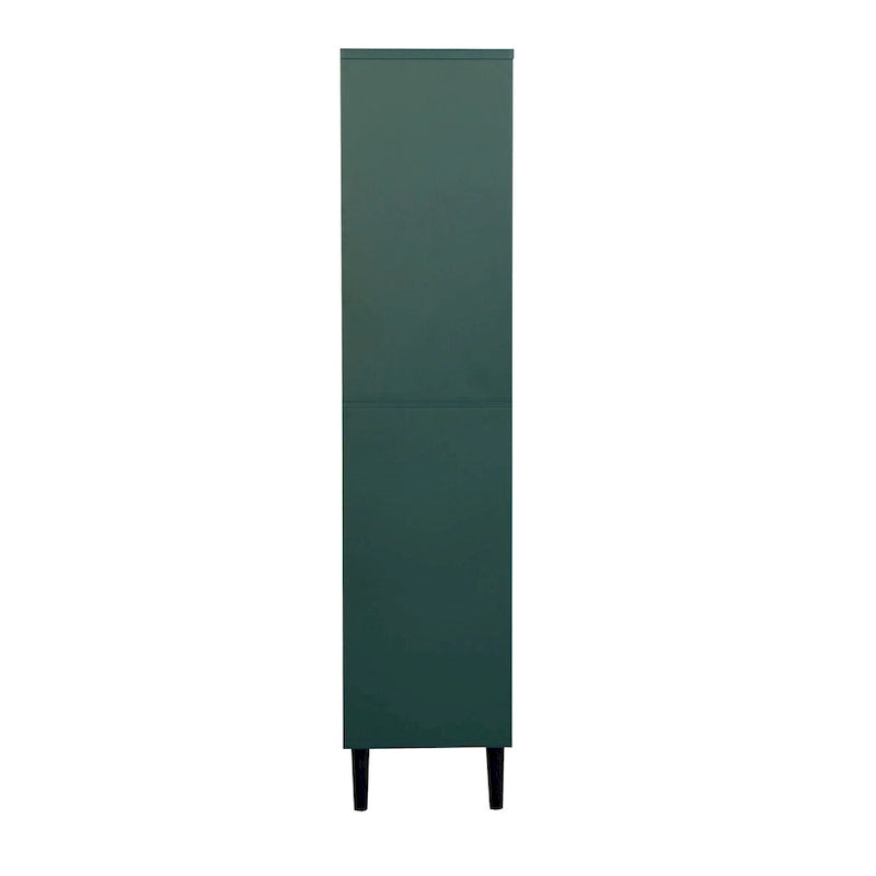 Tall Storage Show Cabinet with 2 Glass Display Door & 2 Doors, Modern Cabinet Freestanding for Bathroom, Dining Living Room