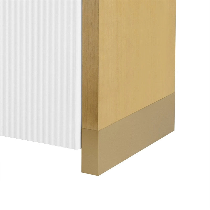 Wood Curved Corner Cabinet with Adjustable Shelves and 4 Door