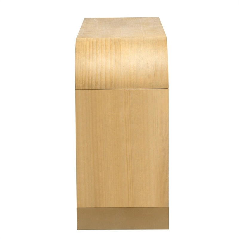 Wood Curved Corner Cabinet with Adjustable Shelves and 4 Door